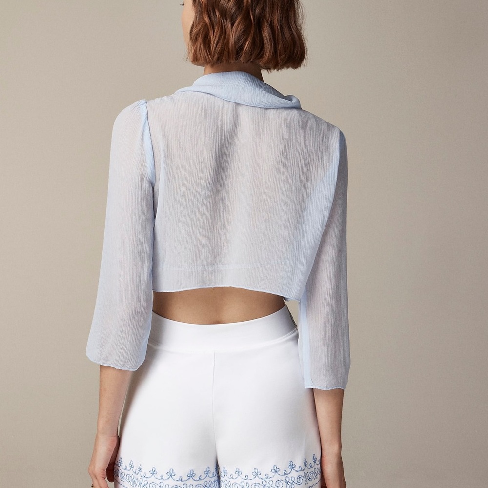 J.Crew Maryam Nassir Zadeh X J.Crew sheer top in silk chiffon CC113 - Picture 9 of 10